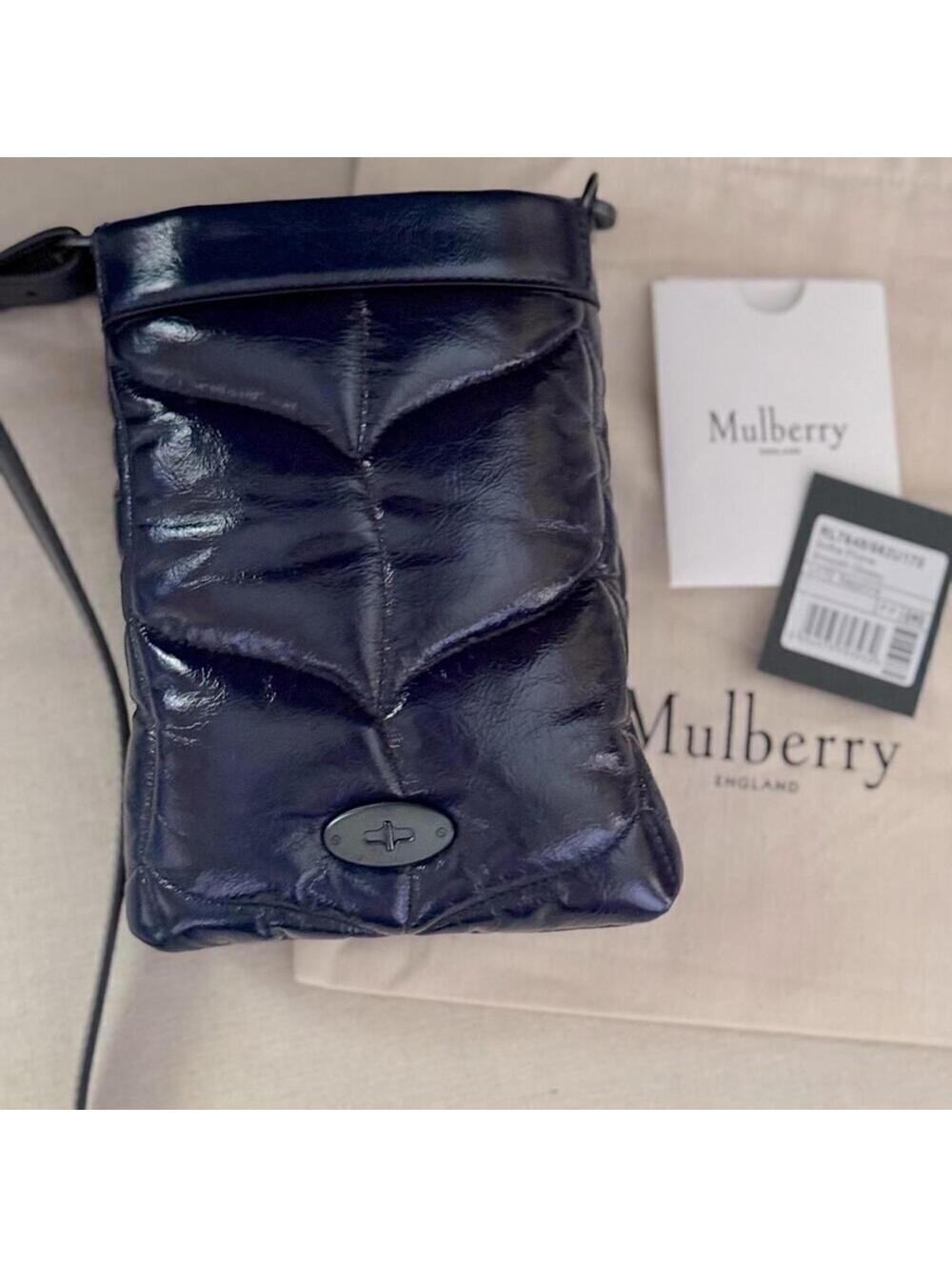 Mulberry Softie Phone Pouch Glossy Smooth Sapphire NWT